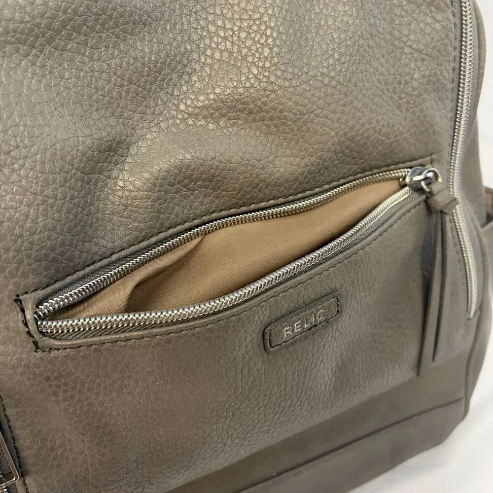 Relic Fossil Gray Pebbled Backpack Adjustable Straps Multiple Pockets‎ & Zipper
